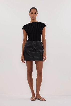 MONTY BLACK FAUX LEATHER MINI SKIRT Fade Resistant Cloth