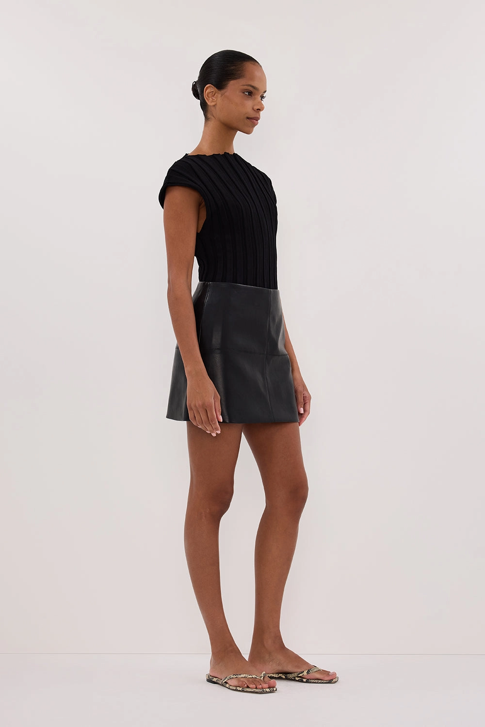 MONTY BLACK FAUX LEATHER MINI SKIRT Everyday Vibe Formal Event