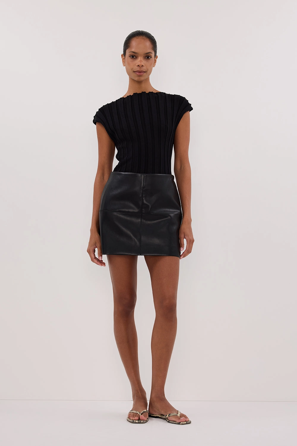 MONTY BLACK FAUX LEATHER MINI SKIRT Fade Resistant Cloth