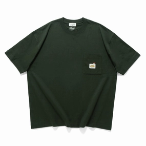 (ZT1700) Plants Embroidery Pocket Tee Flexible Neckline