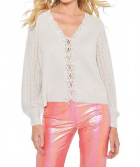 Lacey Lover Cashmere Cardigan In Iced Grey All-Weather Comfort