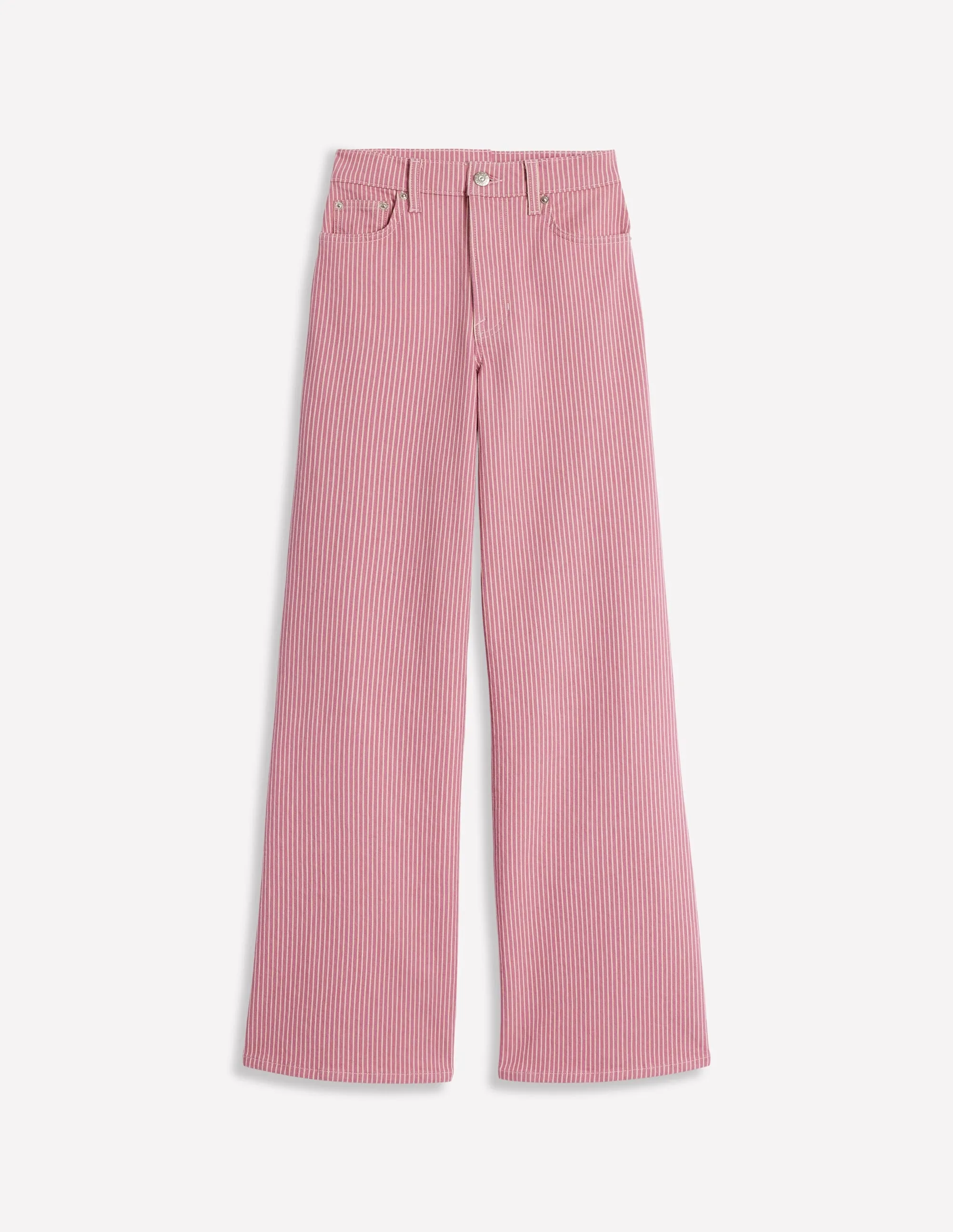 Light support High Rise Wide Leg Jeans-Pink Stripe