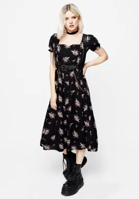 Carrion Puff Sleeve Midi Dress Layering Comfort