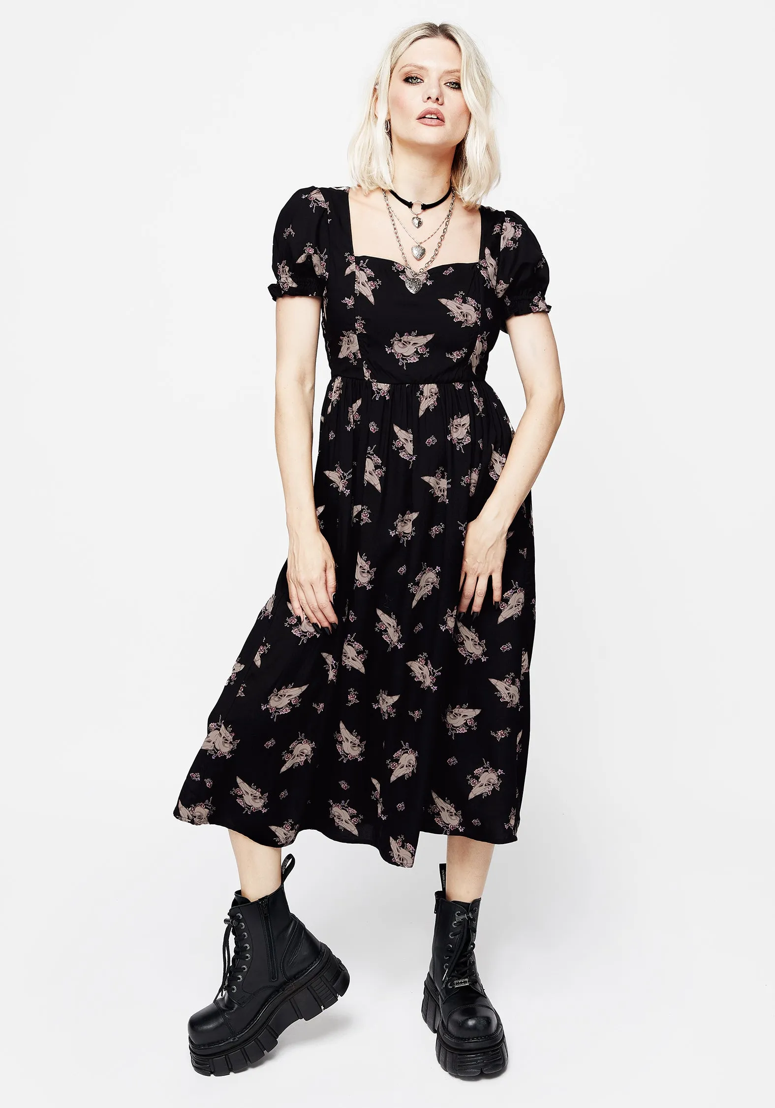Guest Shine Carrion Puff Sleeve Midi Dress