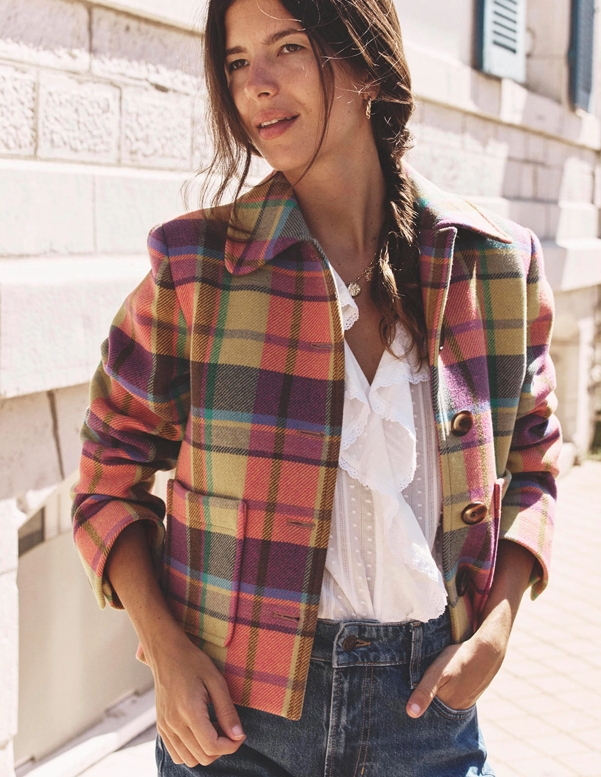 Knightsbridge Wool Jacket-Multi Check Sleek Outdoor Look