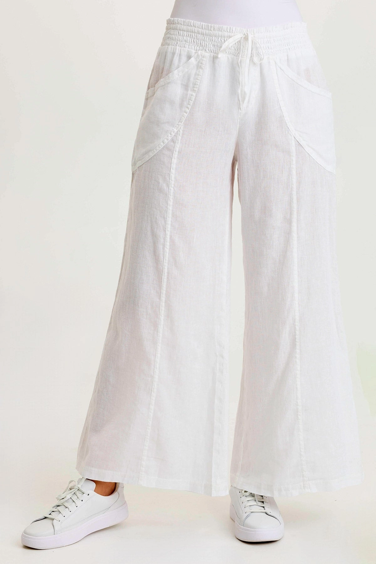 Pia Paper-Bag Waist Linen Wide Leg Pant Air Circulation soft fit