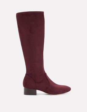 Flat Stretch Knee Boots-Chestnut Fashion Guy Sleek Outline