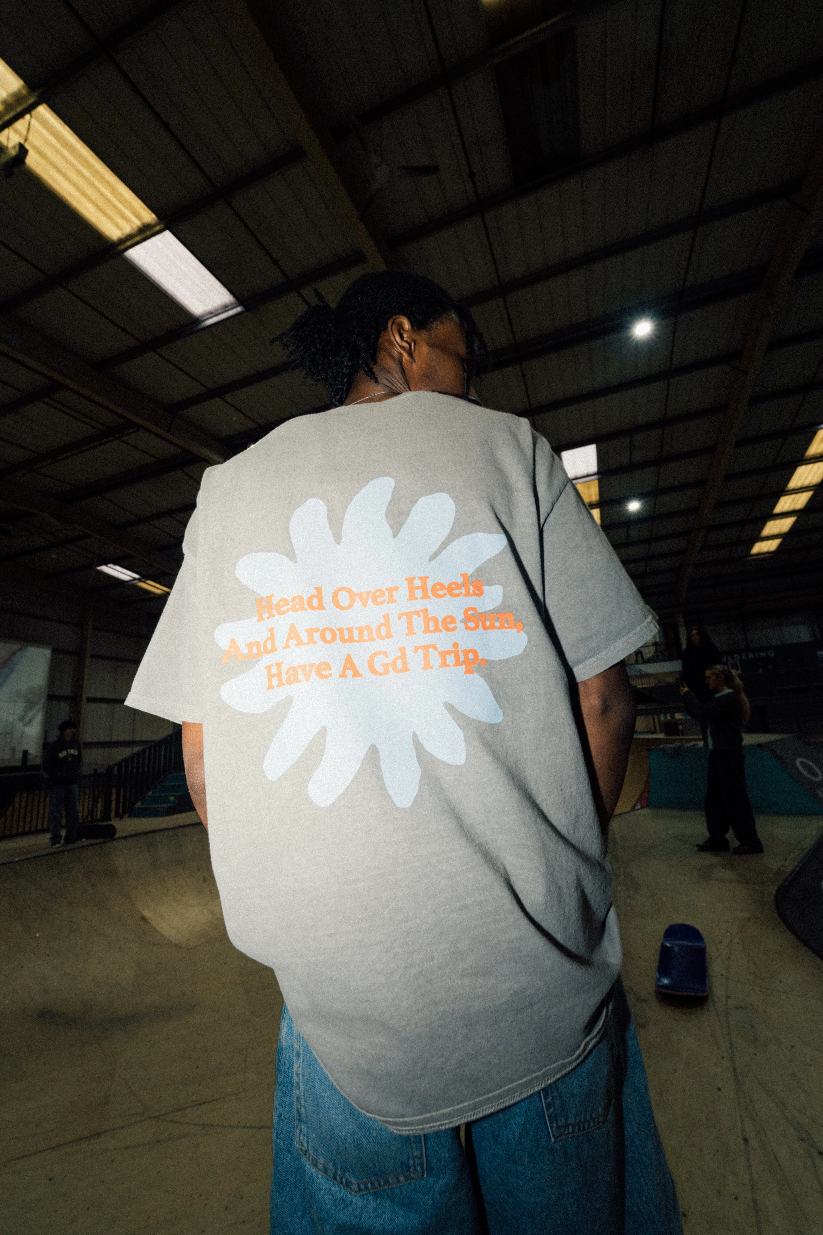 Street Comfort Style HAVE A GD TRIP 'Head Over Heels' Vintage Washed Tee - Dark Grey