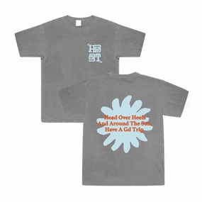 Stretch Knit HAVE A GD TRIP 'Head Over Heels' Vintage Washed Tee - Dark Grey
