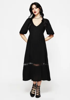 Hot Now Mirage Lace Insert Puff Sleeve Maxi Dress