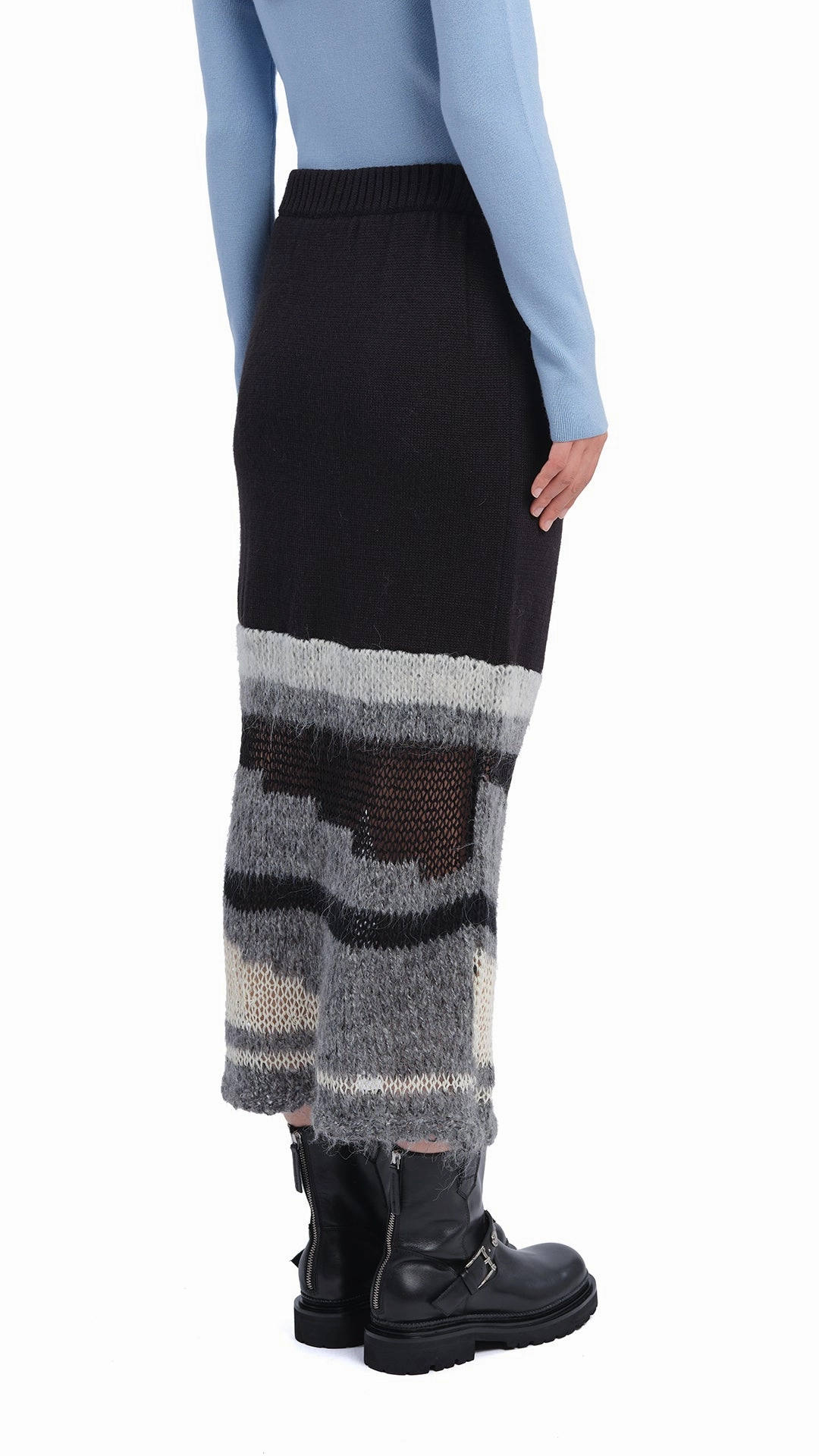 Adjustable drawstring Mix Yarn Knit Skirt