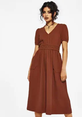 Summer Ease Tiana Cotton Applique Trim Midi Dress