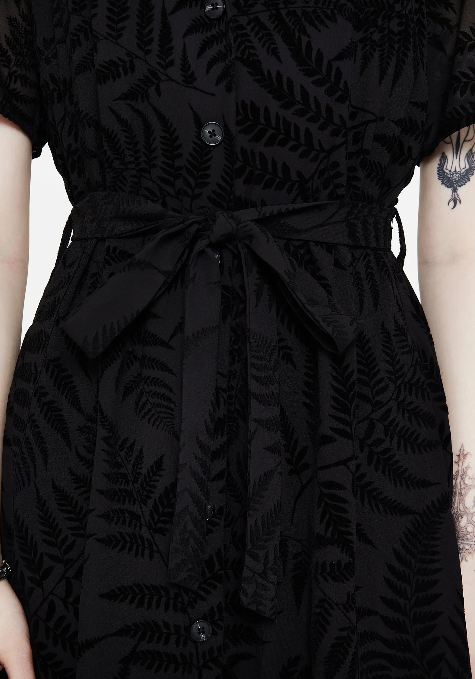 Lunafern Fern Printed Belted Midi Shirt Dress Dreamy Layers