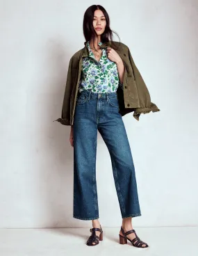High Rise Straight Crop Jeans-Mid Vintage Flexible Comfort