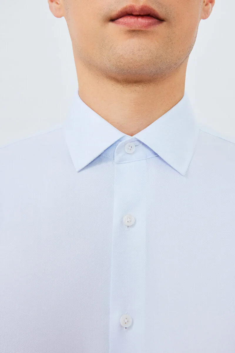 Smooth Cotton Blend Everyday Outfit Supreme Cotton Dobby Twill Dress Shirt  | Light Blue 7643NZ