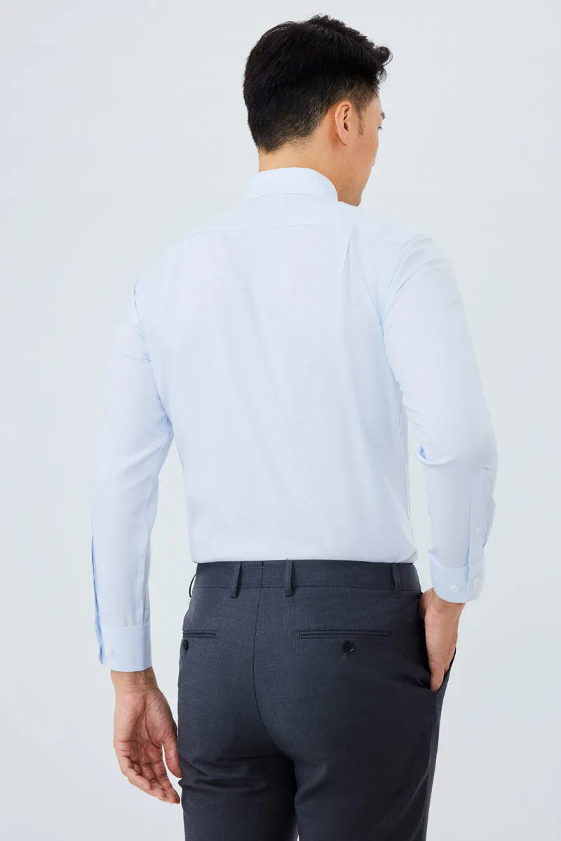 Layered Hemline Supreme Cotton Dobby Twill Dress Shirt  | Light Blue 7643NZ