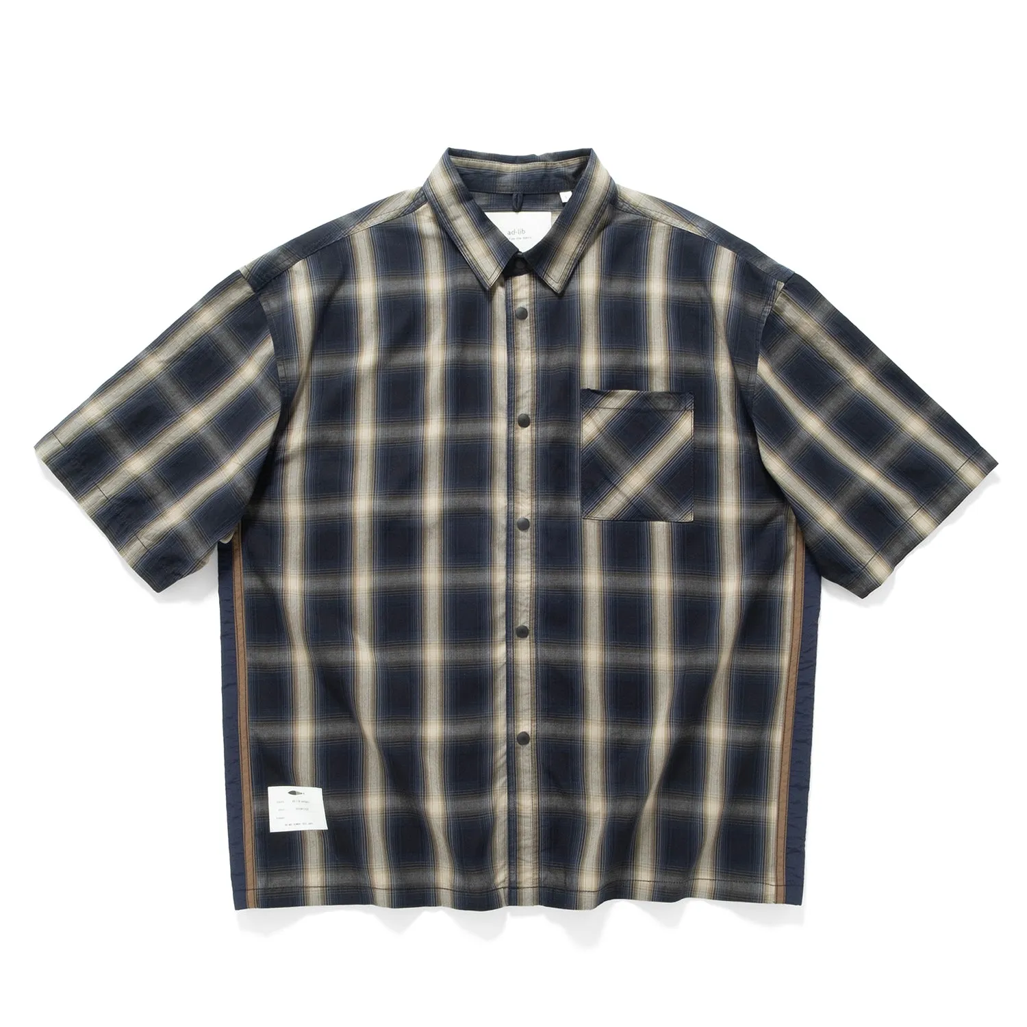 (ST466) Plaid Short Sleeve Shirt Stretchable Material