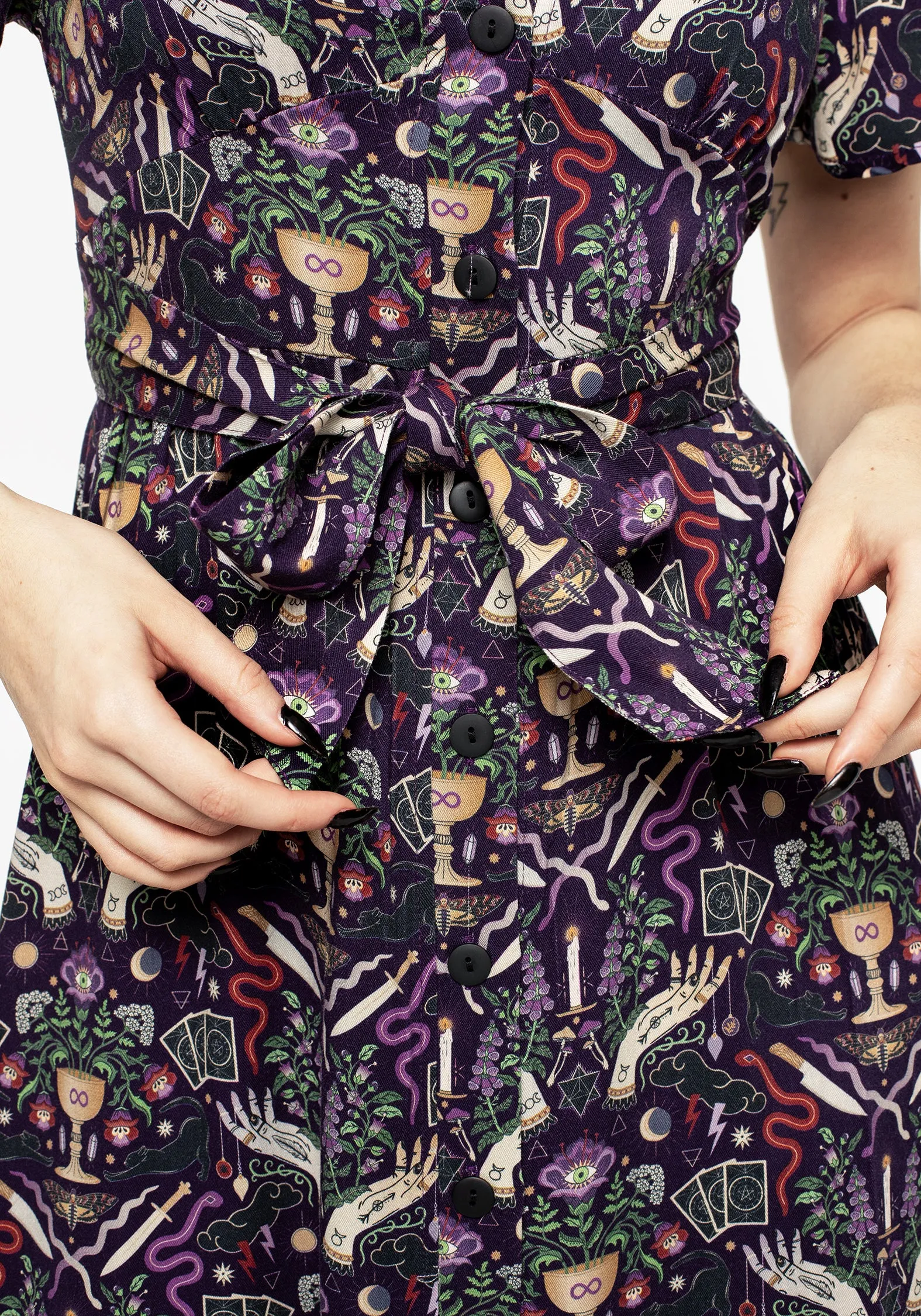 Modern Mystic Button Up Midi Dress Fit For All Playful Twist