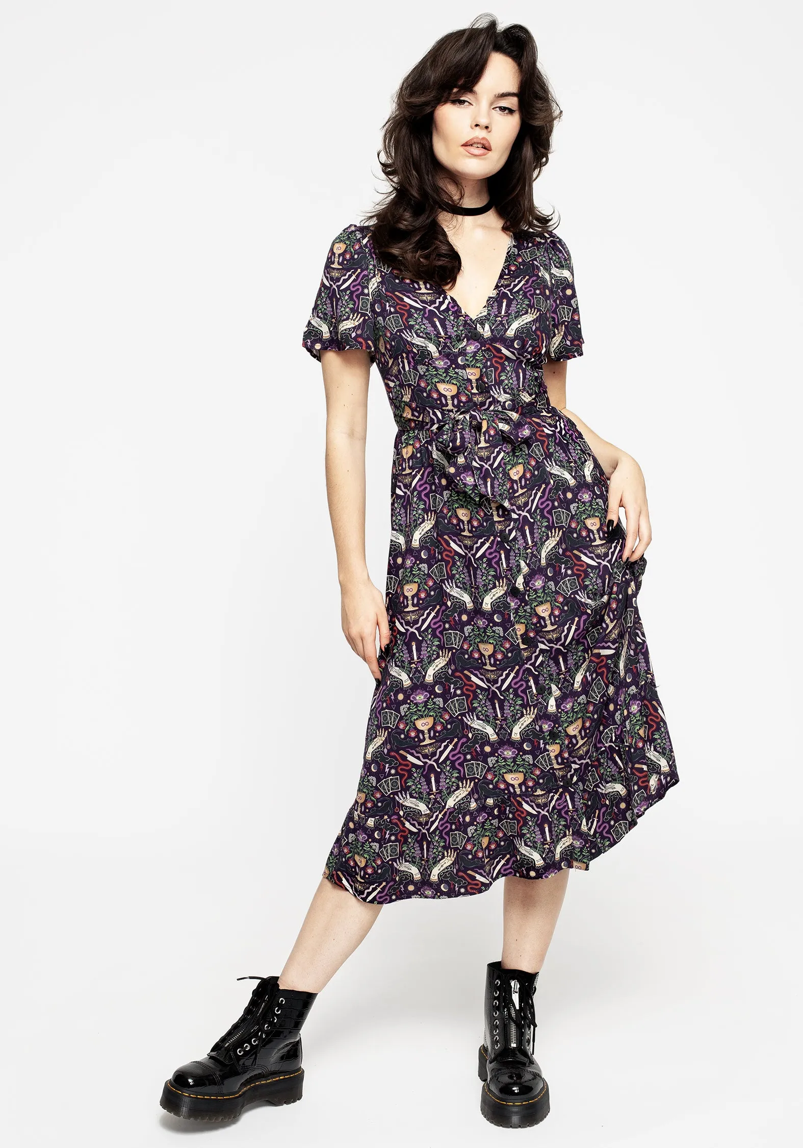 Indoor Event Trend Appeal Modern Mystic Button Up Midi Dress