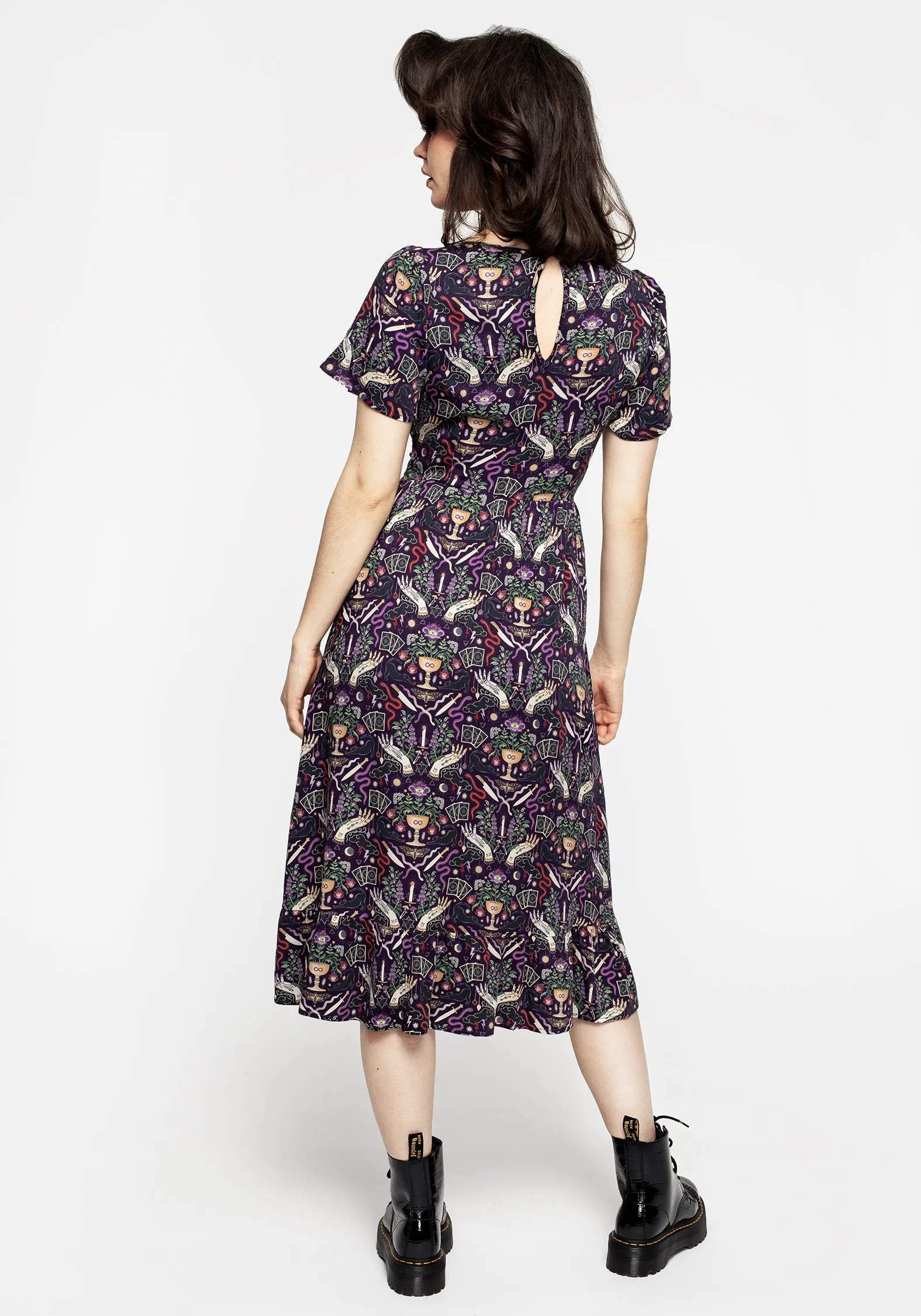 Modern Mystic Button Up Midi Dress Sleeveless Cut Stylish Mood