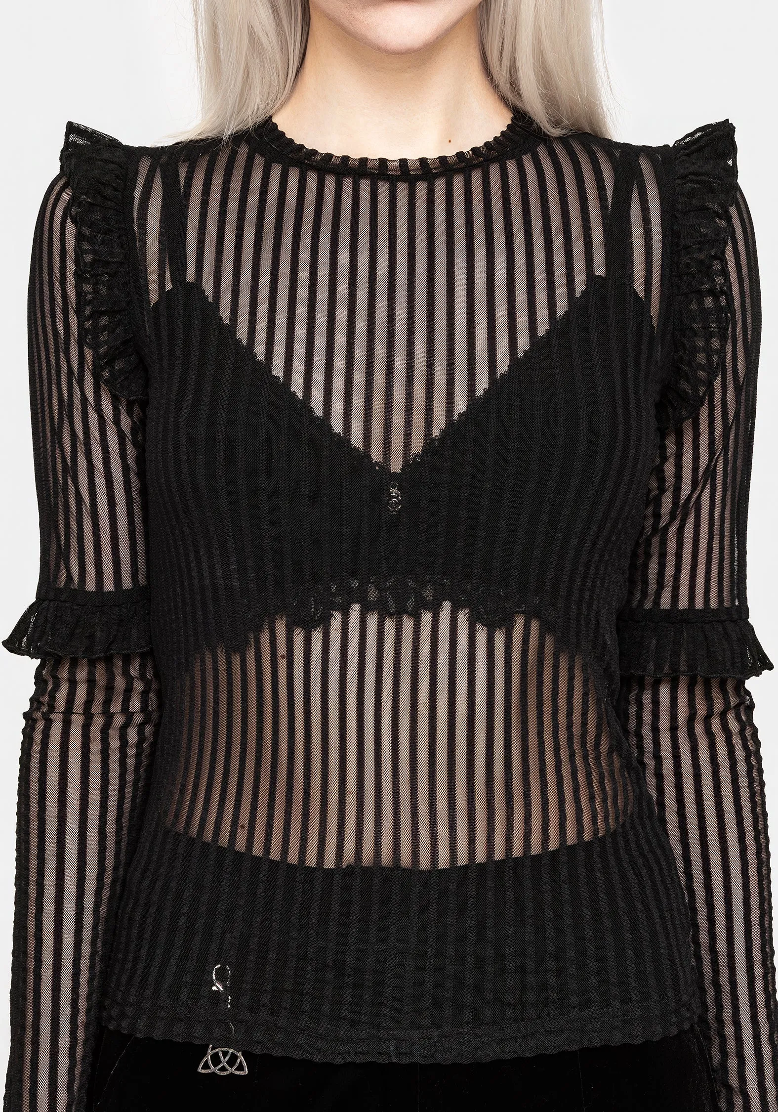Rayon Urban Mourning Ruffle Top