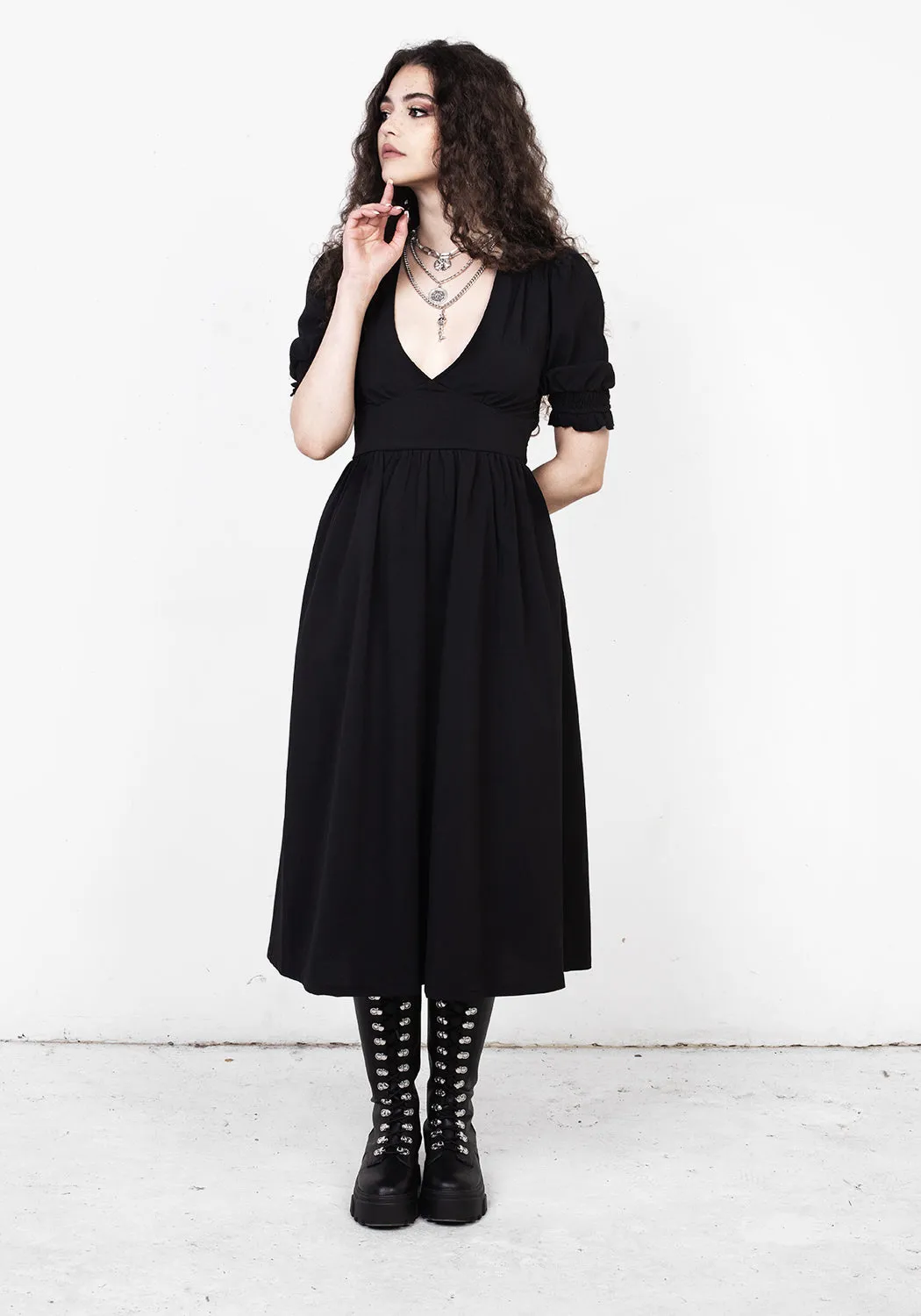 Tactile Feel Mood Edge DIVINATION TEXTURED MIDI DRESS