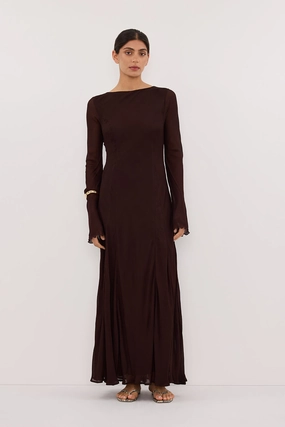Timeless Comfort Sun-Protective ELODIE DARK CHOC LONG SLEEVE MAXI DRESS