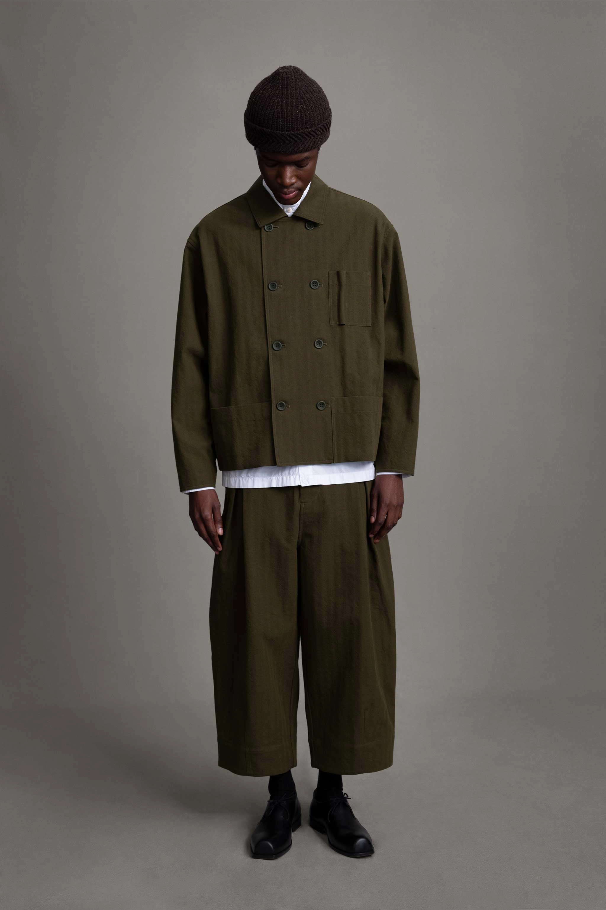 THE COOK JACKET / HERRINGBONE SUITING HEATH Vegan Safe mesh ventilation