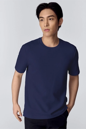 perfect for all-day wear Fresh Style Waffle Crew Neck T-Shirt | Navy NNY096