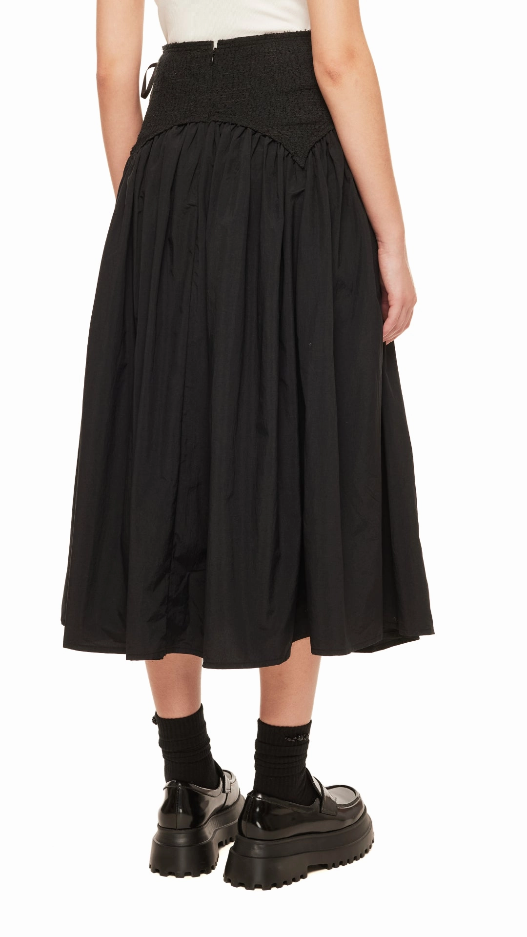 Tweed Lace-Up Skirt Elasticized Hem Artistic Influence