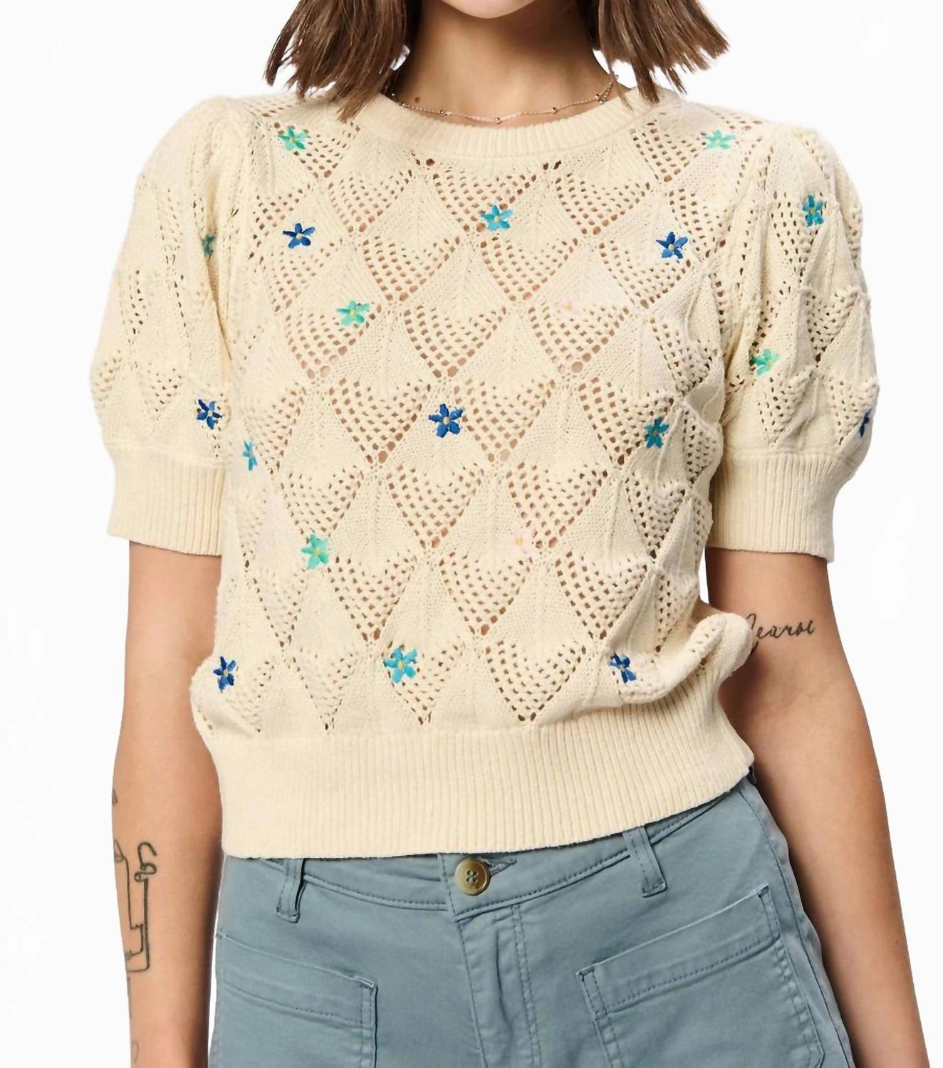 Multipanel Construction Julia Sweater In Cream