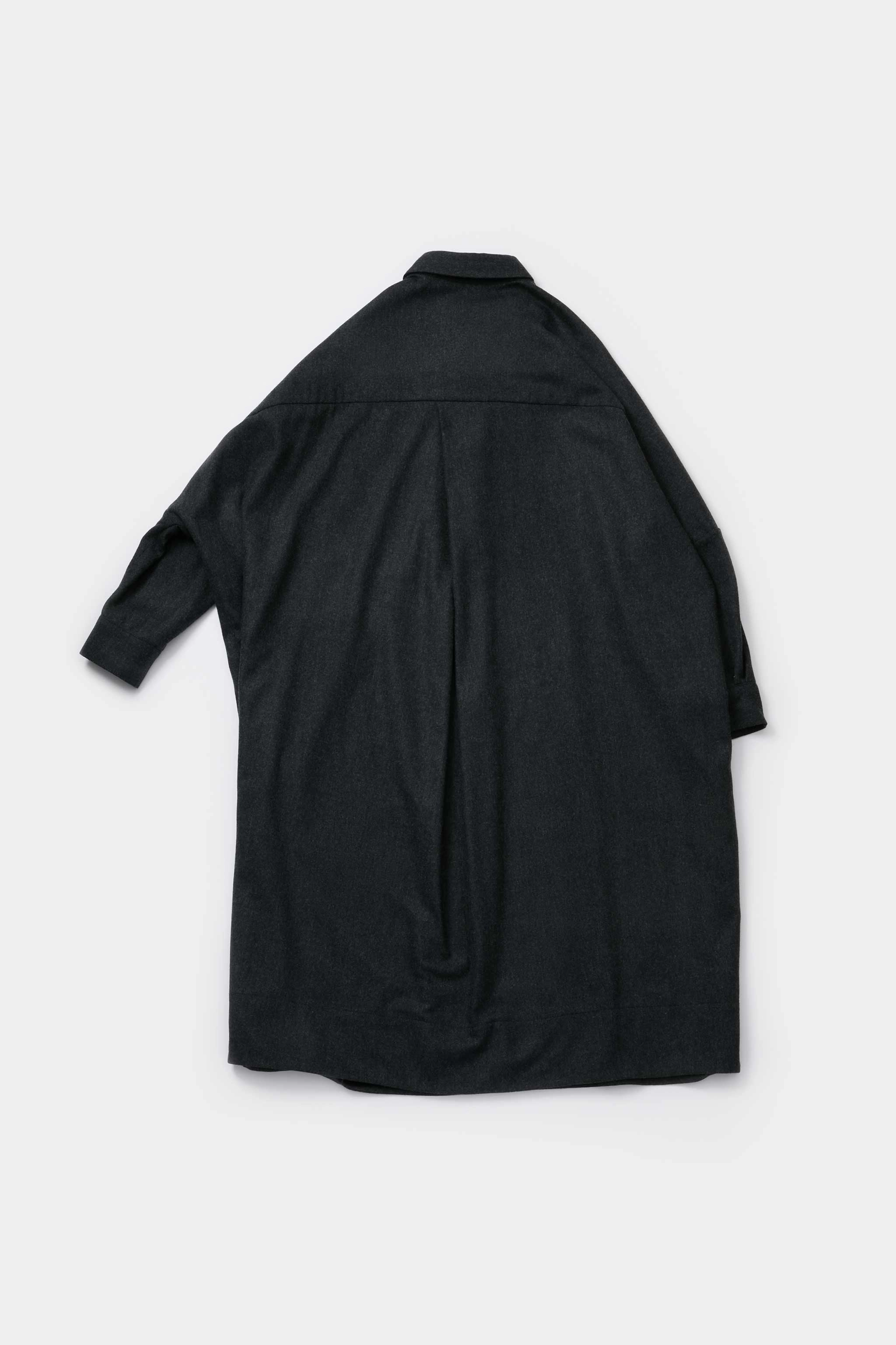 THE FRAMER DRESS / WOOL CASH FLANNEL CHARCOAL Drape Wave