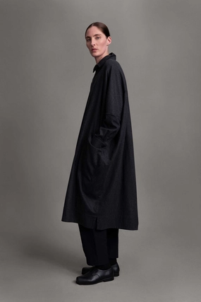 Office Glam Relaxed fit wear THE FRAMER DRESS / WOOL CASH FLANNEL CHARCOAL