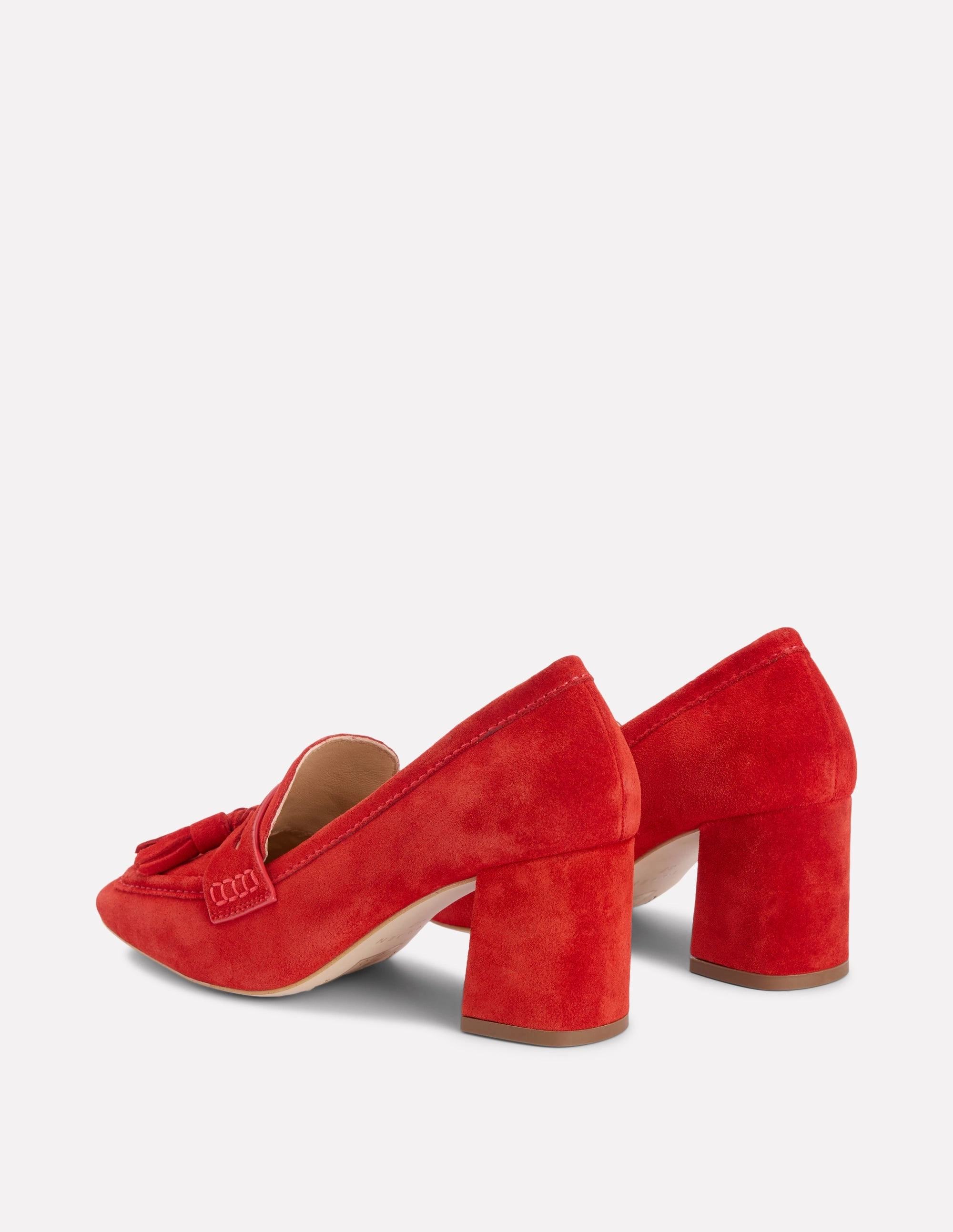 Sol Block Heeled Penny Loafers-Red Luxury Heels for Office