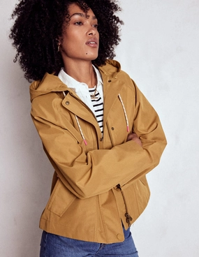 Cropped Rain Mac-Hazelnut Brown Adjustable Waistband Thermal Regulating Hoodie