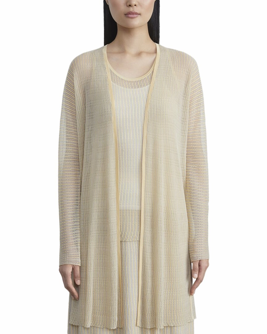 Relaxed Layers Lafayette 148 New York Pleated Rib Stitch Silk Cardigan