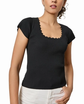 Lilla P Cap Sleeve Scallop Neck Sweater Odor Resistant Finish