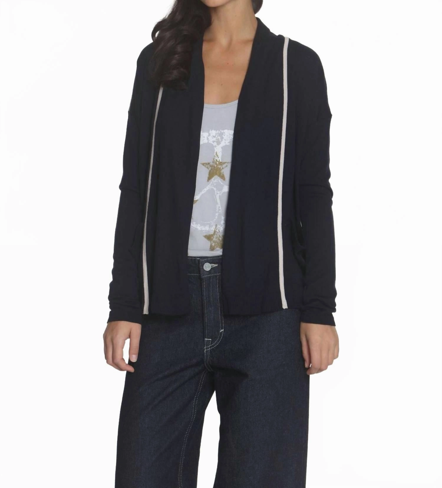 Women's Brooklyn Drape Cardigan In Navy Essential Layering Basic Layering