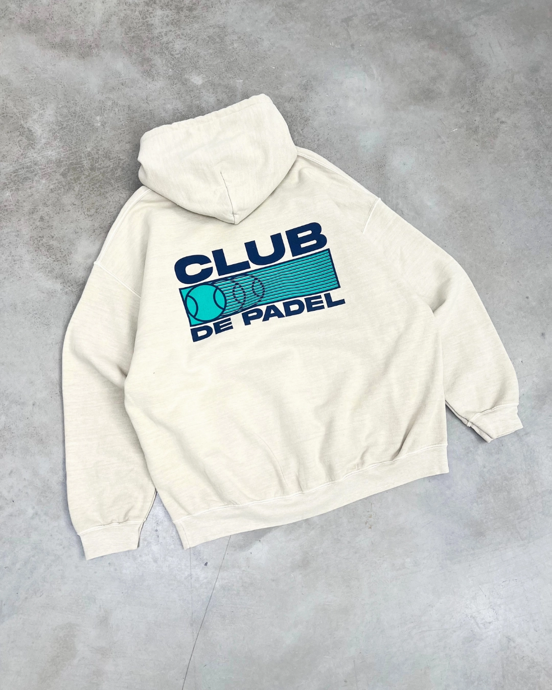 Club de Padel 'Heritage' Vintage Washed Hoodie - Cream Soft Sense
