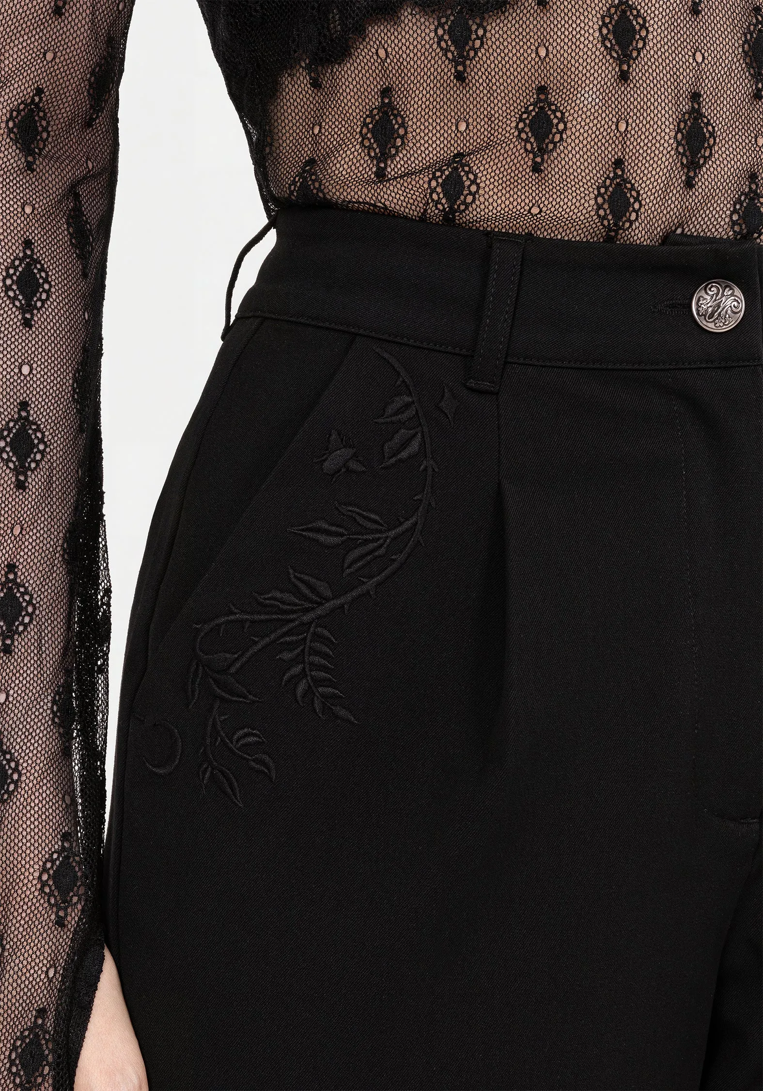 Mona Embroidered Tapered Trousers Performance Fit