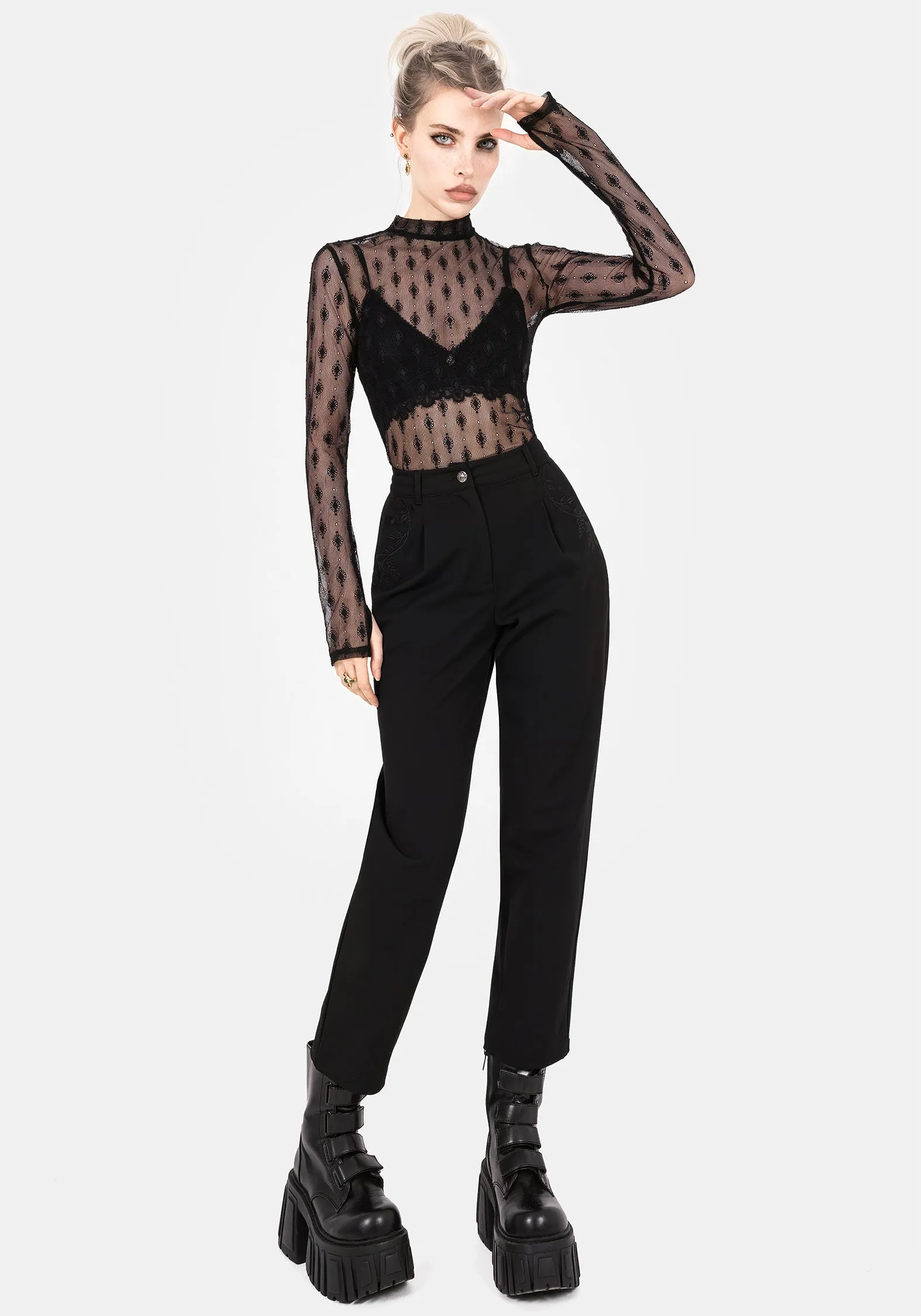 Mona Embroidered Tapered Trousers Casual Movement Functional fashion wear
