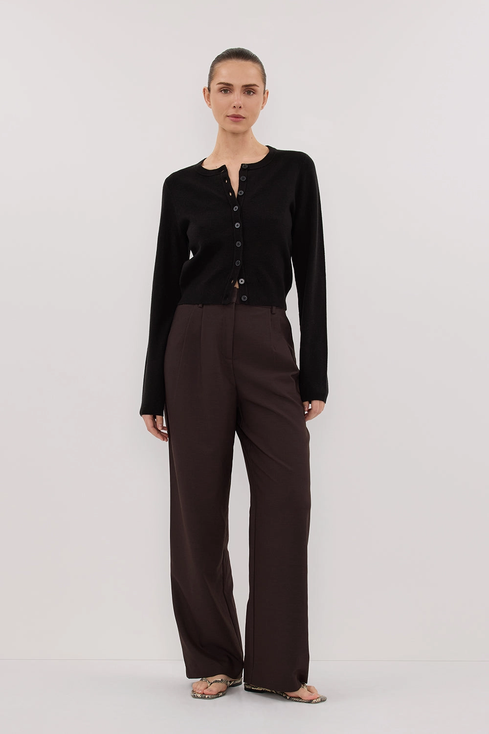 Fashionable Layer MONACO BLACK LONG SLEEVE CARDIGAN