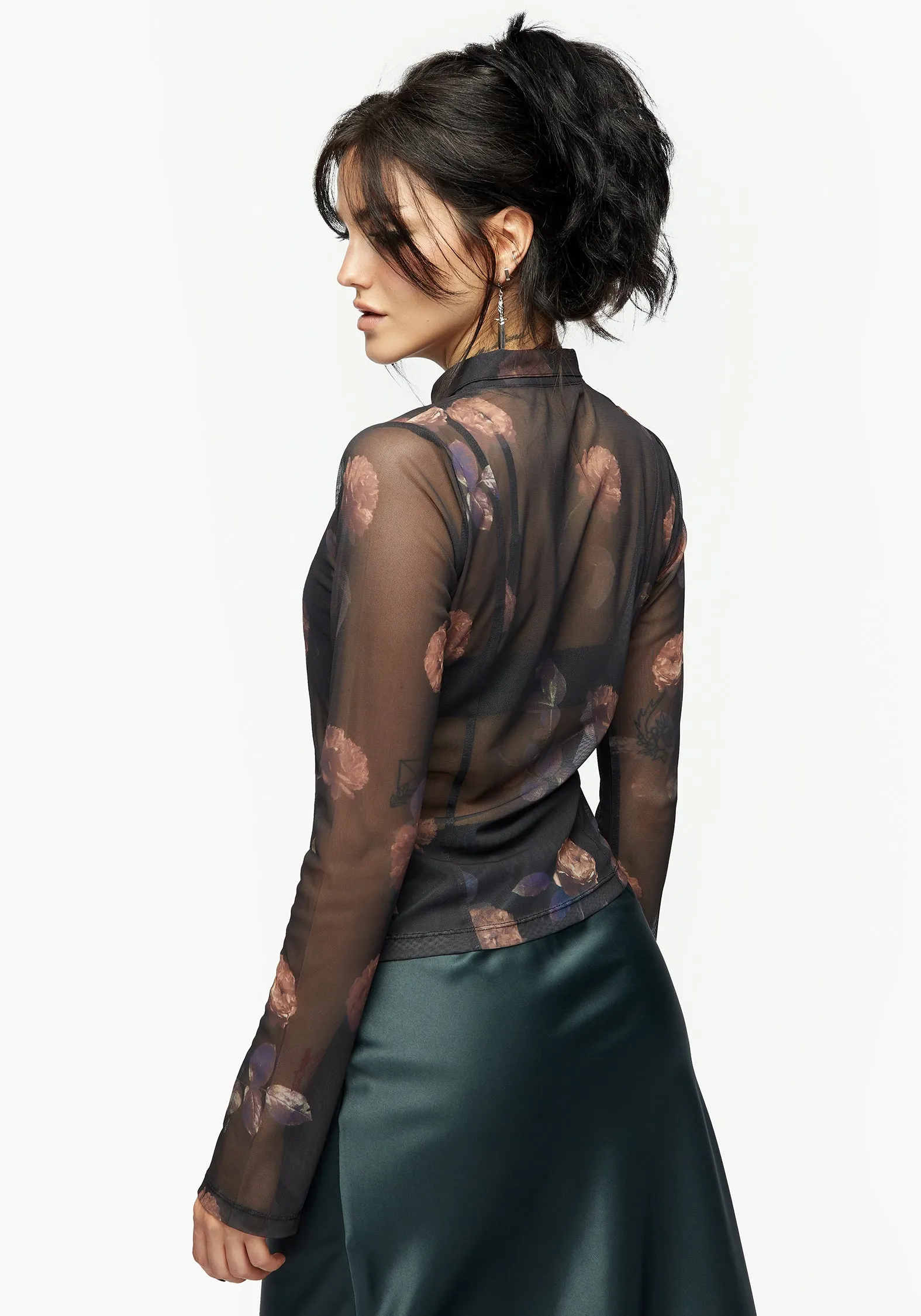 Monica Floral Mesh Fitted Shirt Regular Fit