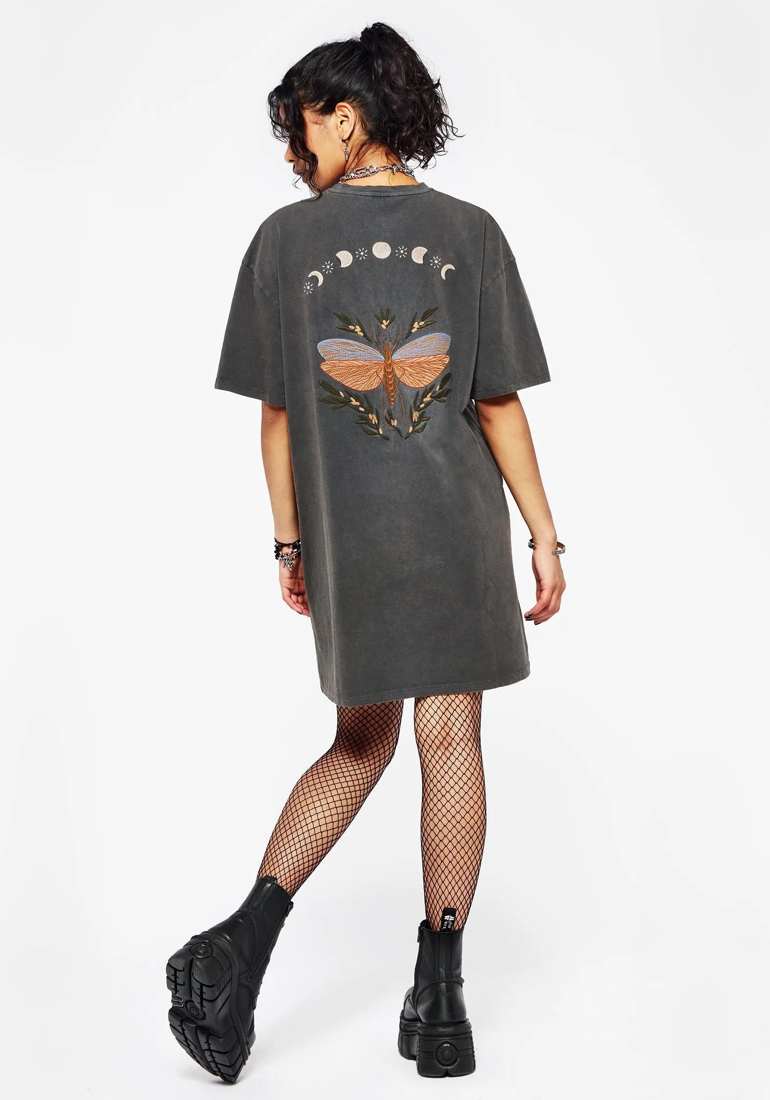 Light Weight Comfortable and Chic Griffinfly Cotton Embroidered Jersey Mini Tee Dress