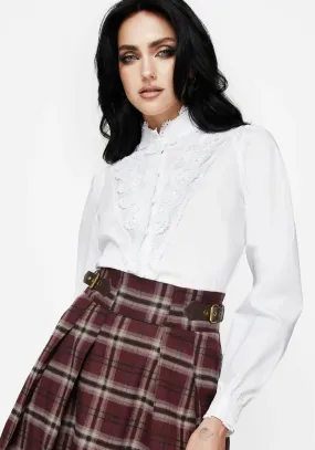 Odor Resistant Air related Morgaine Lace Detail Button Up Shirt - White