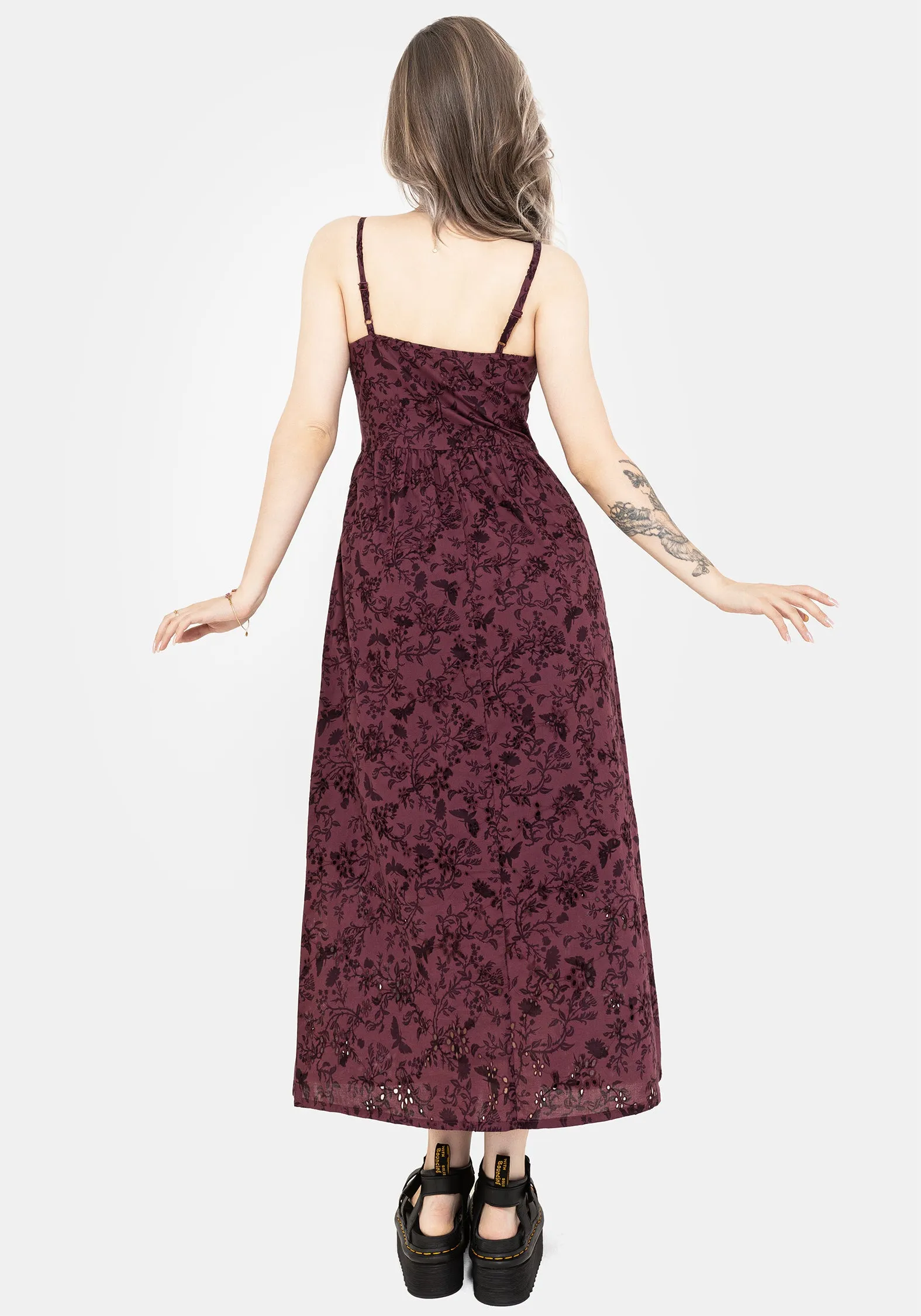 Morgana Cotton Broderie Cami Midaxi Dress Airy Silk V Neckline