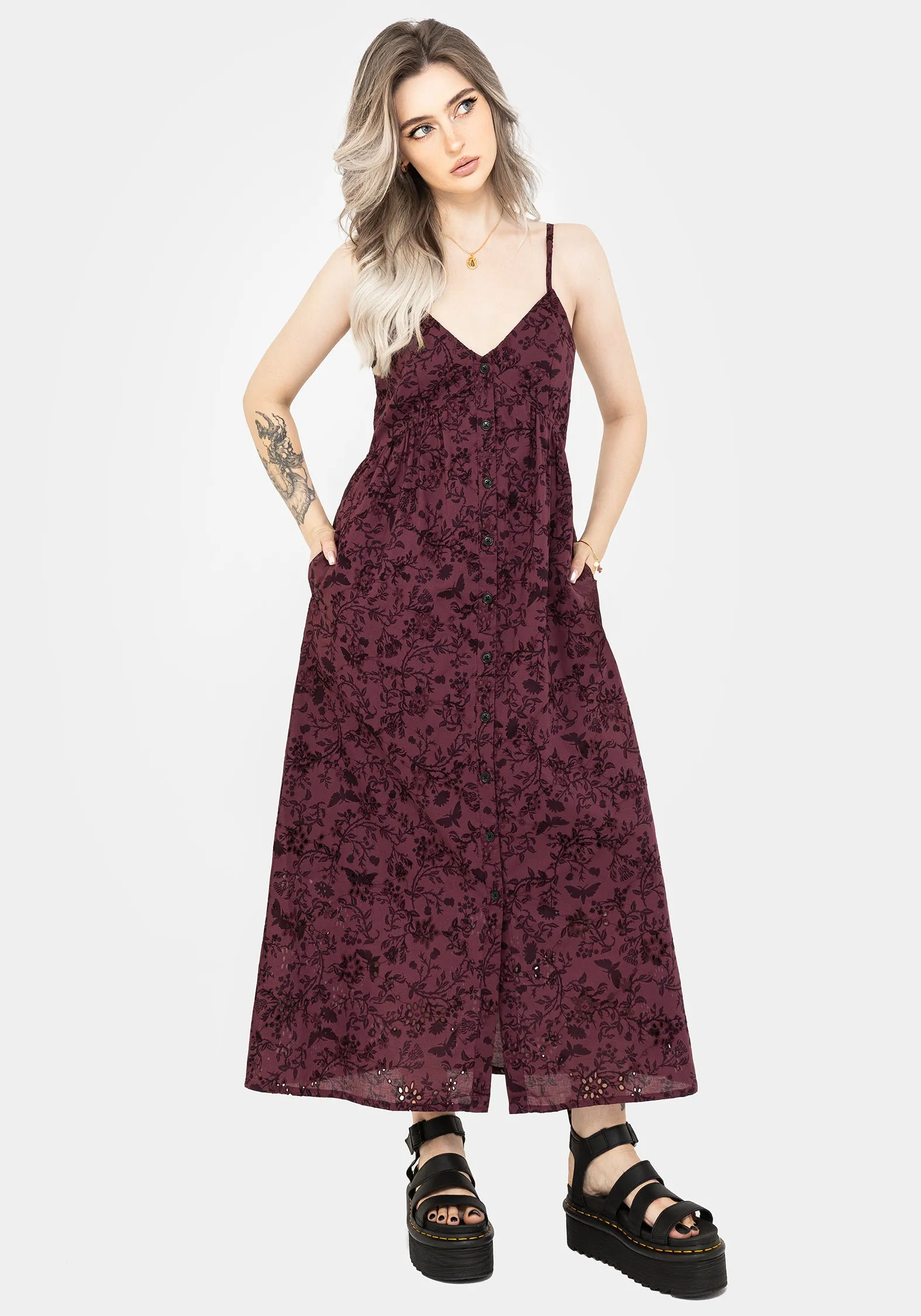 Live Soft Birthday-Celebration Morgana Cotton Broderie Cami Midaxi Dress