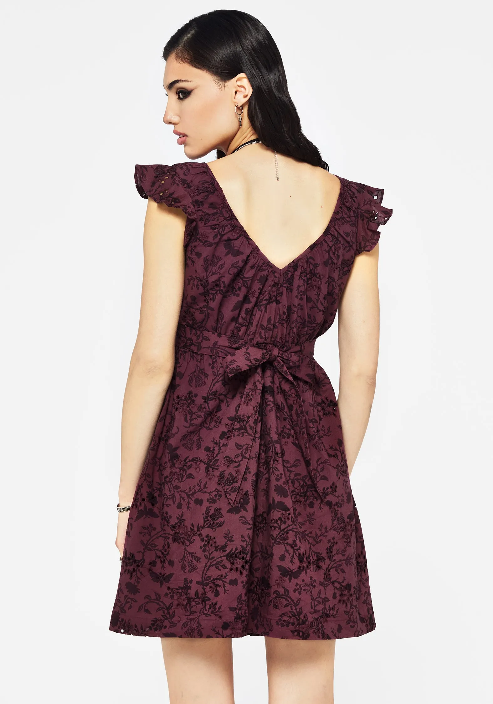 Morgana Cotton Broderie Frill Sleeve Mini Dress Quick Glam Soft Texture