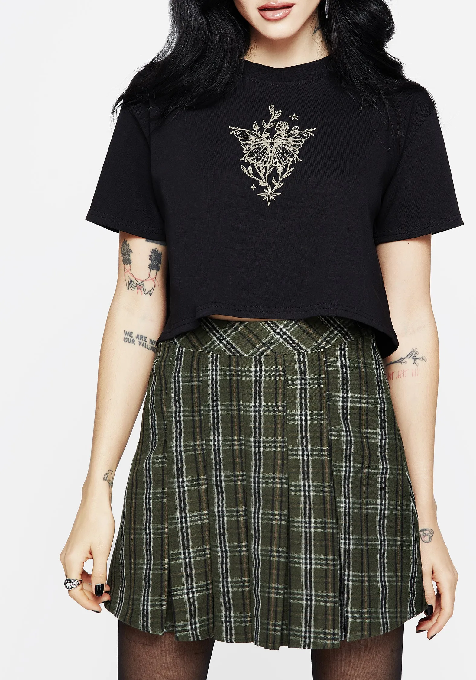 Mini length Senior Style Morningstar Check Pleated Micro Mini Skirt