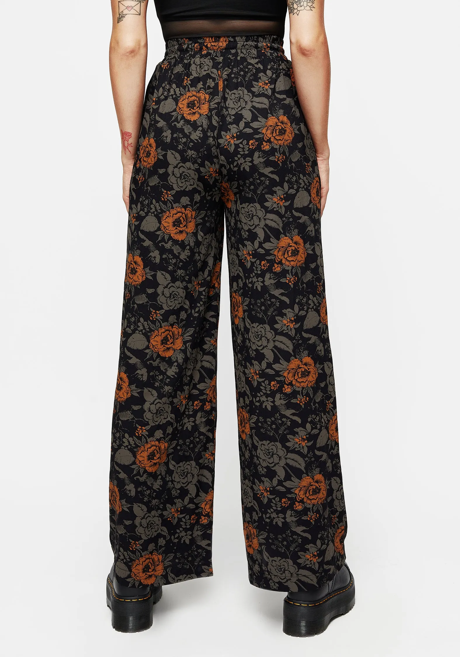 Mortify Floral Print Wide Leg Trousers Performance Ready Breathable Base